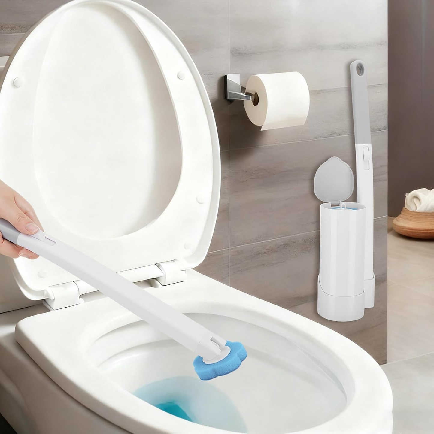 Disposable Toilet Brush Set For Hygienic Bathroom Cleaning