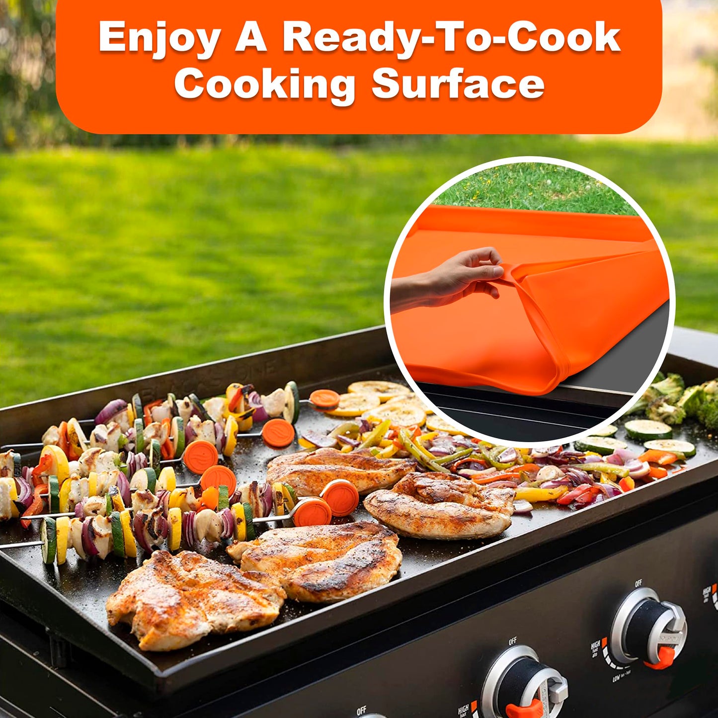 36" Blackstone Silicone Griddle Cover Mat – Heavy Duty Rust Protection
