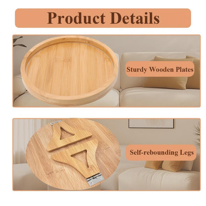Bamboo Sofa Arm Tray Table – Adjustable Couch Armrest Tray with Cup Holder, Foldable Space-Saving Side Table for Drinks, Snacks & Remote