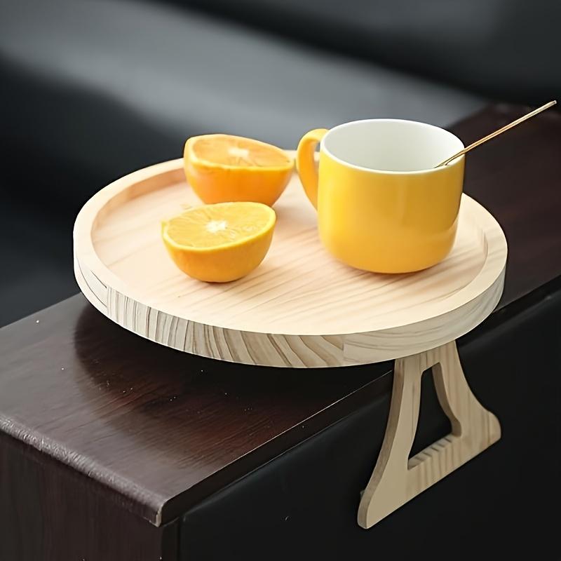 Bamboo Sofa Arm Tray Table – Adjustable Couch Armrest Tray with Cup Holder, Foldable Space-Saving Side Table for Drinks, Snacks & Remote