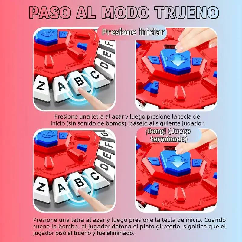 Spanish Alphabet Game for Kids – 2-in-1 Reaction & Bomb Word Board Game, Family Party Game