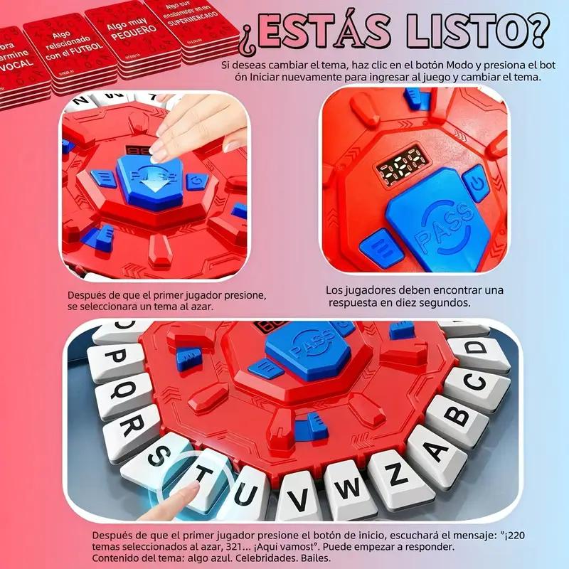 Spanish Alphabet Game for Kids – 2-in-1 Reaction & Bomb Word Board Game, Family Party Game