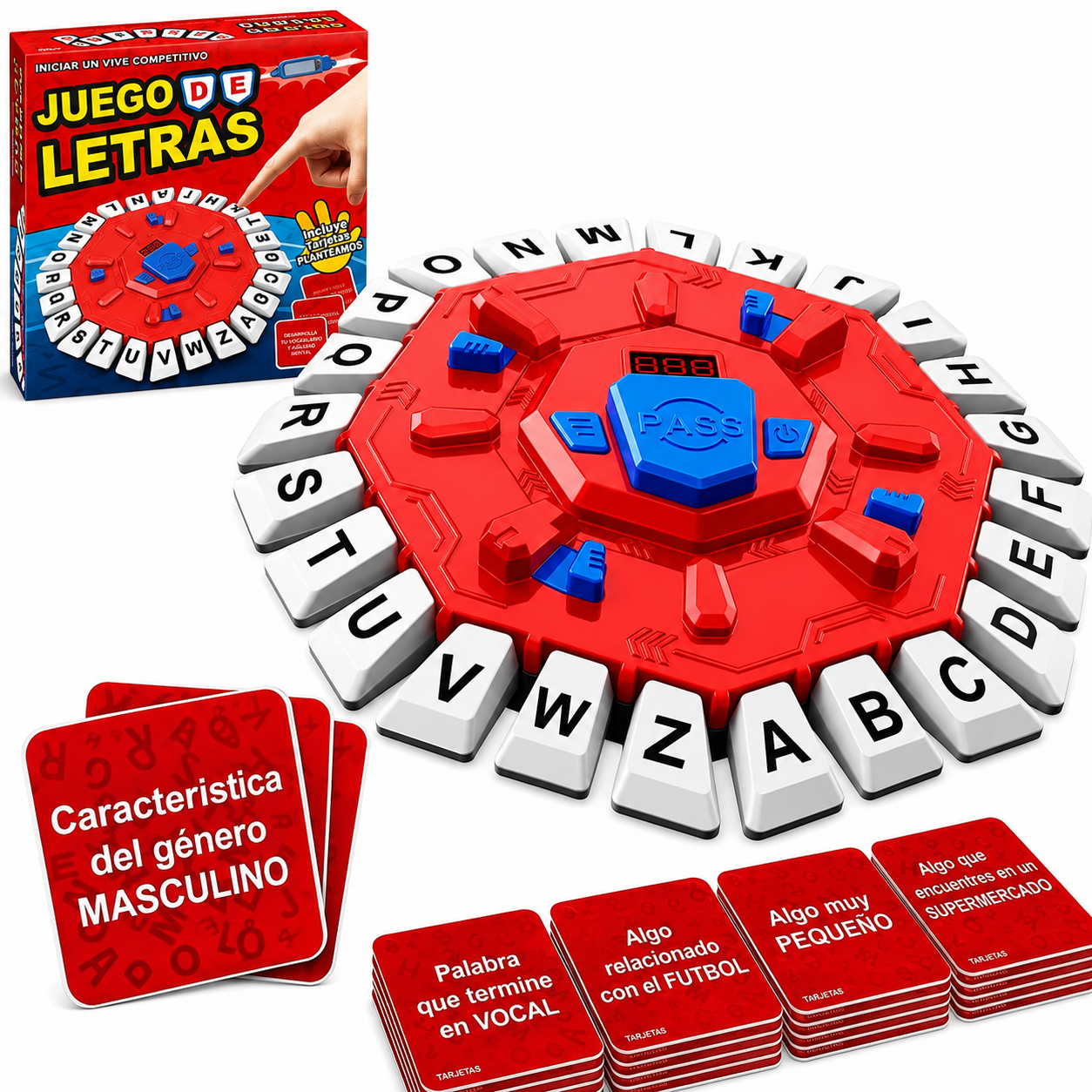 Spanish Alphabet Game for Kids – 2-in-1 Reaction & Bomb Word Board Game, Family Party Game