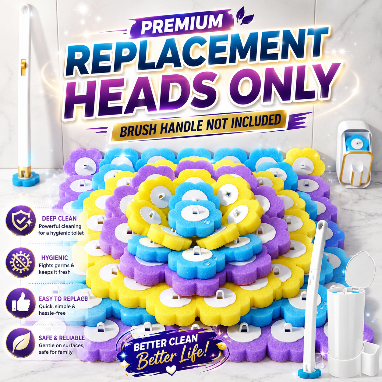 Disposable Toilet Brush Replacement Heads For Hygienic Bathroom Cleaning