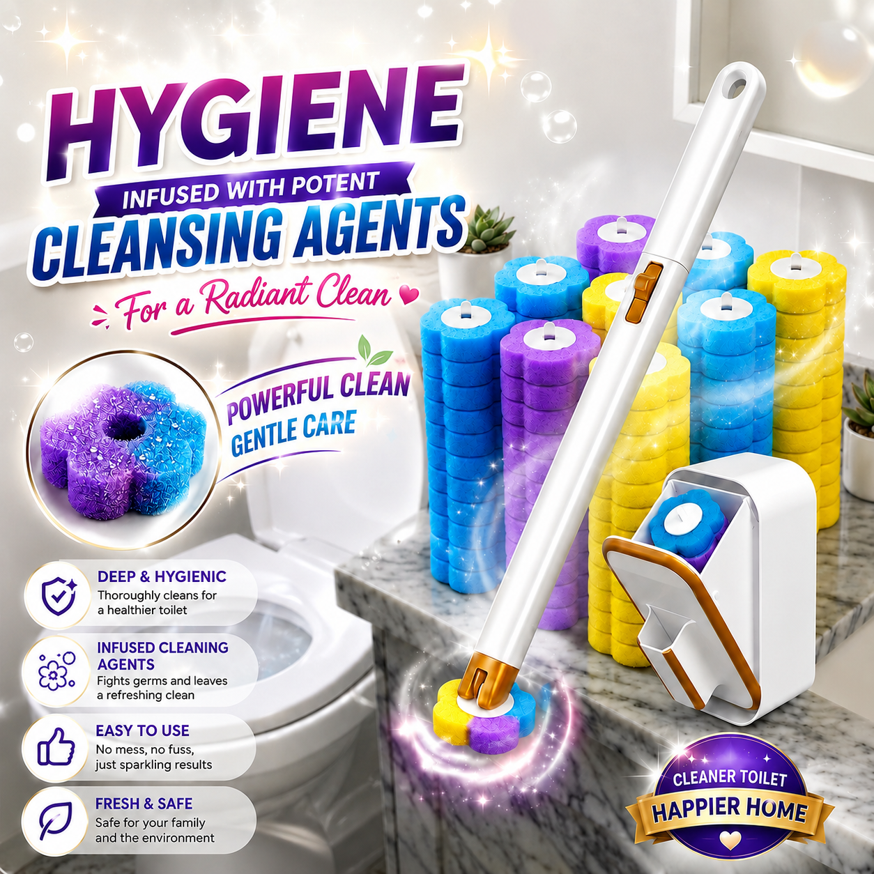 Disposable Toilet Brush Set For Hygienic Bathroom Cleaning
