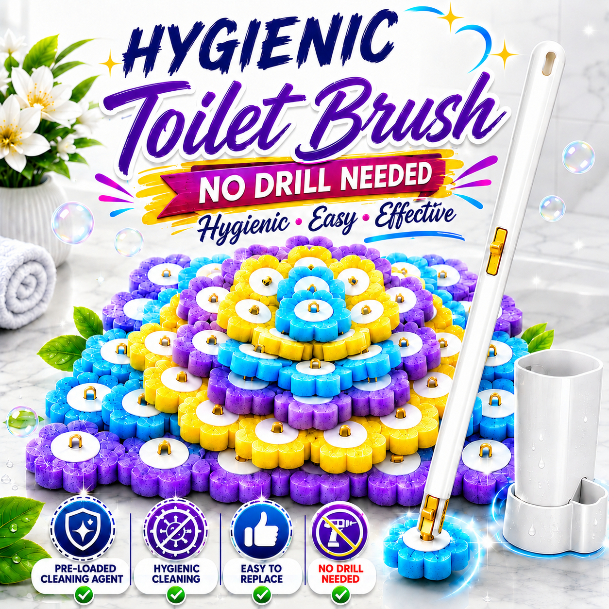 Disposable Toilet Brush Set For Hygienic Bathroom Cleaning