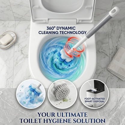 Disposable Toilet Brush Set With Refill Heads | Wall Mounted Deep Cleaning Toilet Wand | Hygienic Toilet Cleaner for Bathroom