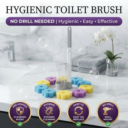 Disposable Toilet Brush Set With Refill Heads | Wall Mounted Deep Cleaning Toilet Wand | Hygienic Toilet Cleaner for Bathroom