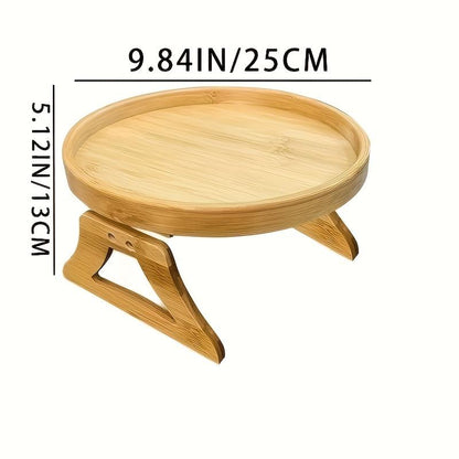 Bamboo Sofa Arm Tray Table – Adjustable Couch Armrest Tray with Cup Holder, Foldable Space-Saving Side Table for Drinks, Snacks & Remote