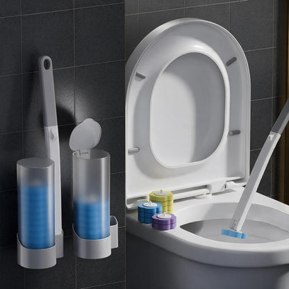 Disposable Toilet Brush Set With Refill Heads | Wall Mounted Deep Cleaning Toilet Wand | Hygienic Toilet Cleaner for Bathroom