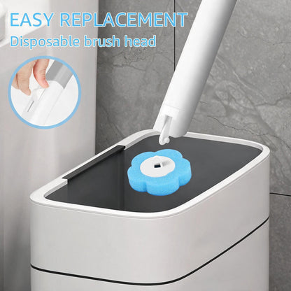 Disposable Toilet Brush Set With Refill Heads | Wall Mounted Deep Cleaning Toilet Wand | Hygienic Toilet Cleaner for Bathroom