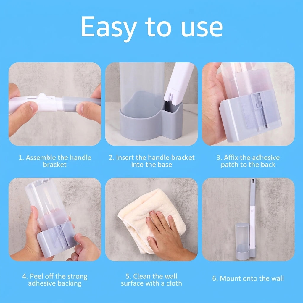 Disposable Toilet Brush Set With Refill Heads | Wall Mounted Deep Cleaning Toilet Wand | Hygienic Toilet Cleaner for Bathroom
