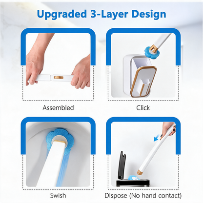 Disposable Toilet Brush Set with Refillable Cleaning Heads