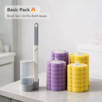 Disposable Toilet Brush Set With Refill Heads | Wall Mounted Deep Cleaning Toilet Wand | Hygienic Toilet Cleaner for Bathroom
