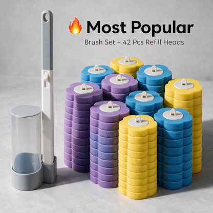 Disposable Toilet Brush Set With Refill Heads | Wall Mounted Deep Cleaning Toilet Wand | Hygienic Toilet Cleaner for Bathroom