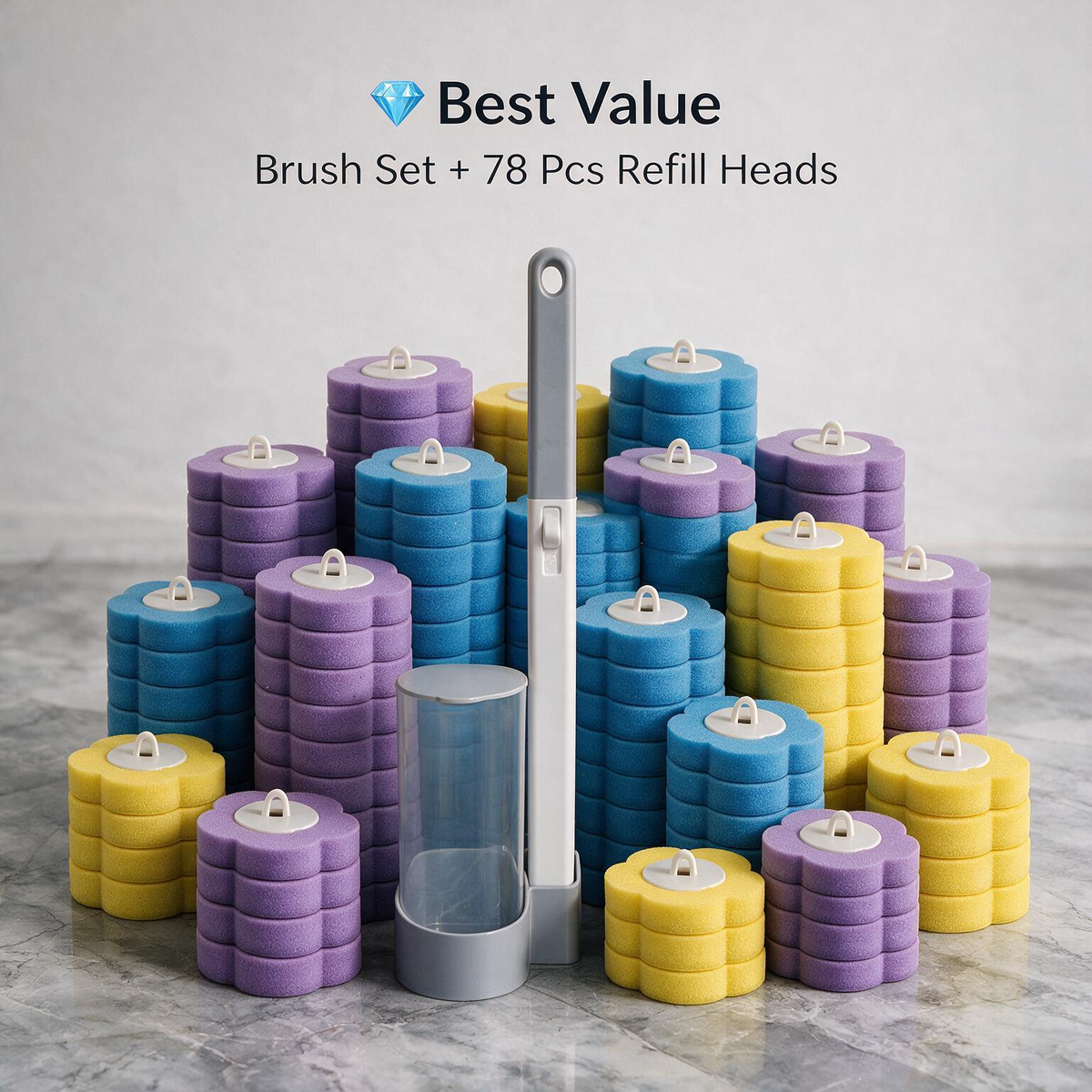 Disposable Toilet Brush Set With Refill Heads | Wall Mounted Deep Cleaning Toilet Wand | Hygienic Toilet Cleaner for Bathroom