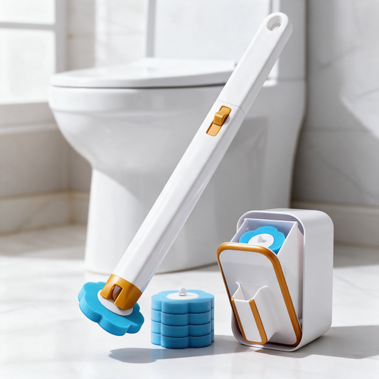 Disposable Toilet Brush Set with Refillable Cleaning Heads
