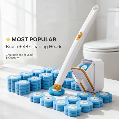 Disposable Toilet Brush Set with Refillable Cleaning Heads