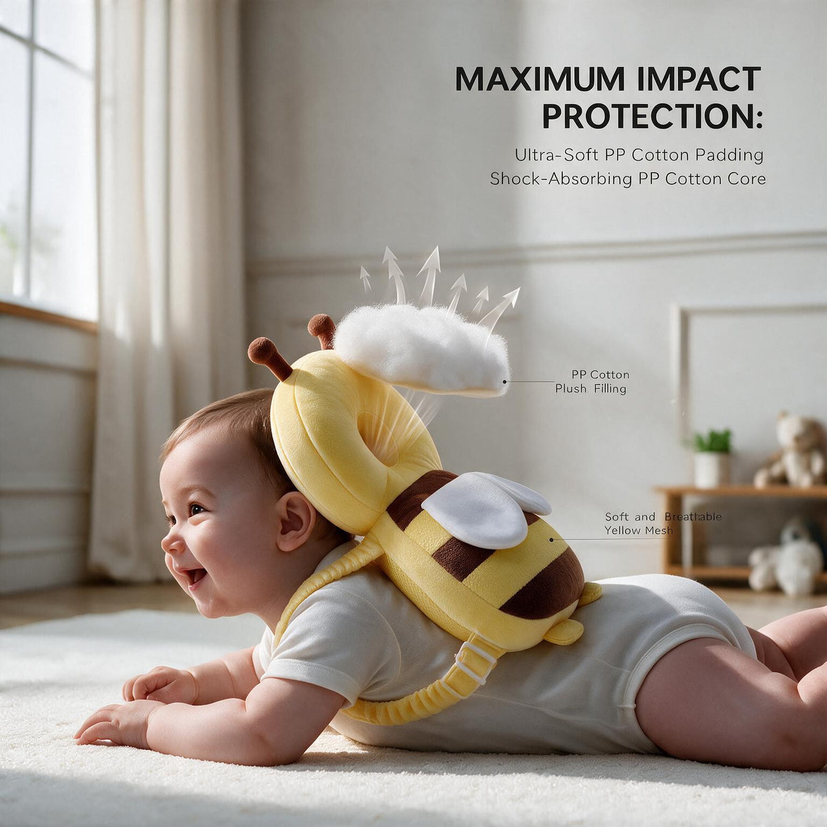 Baby Head Protector Backpack – Bee Design