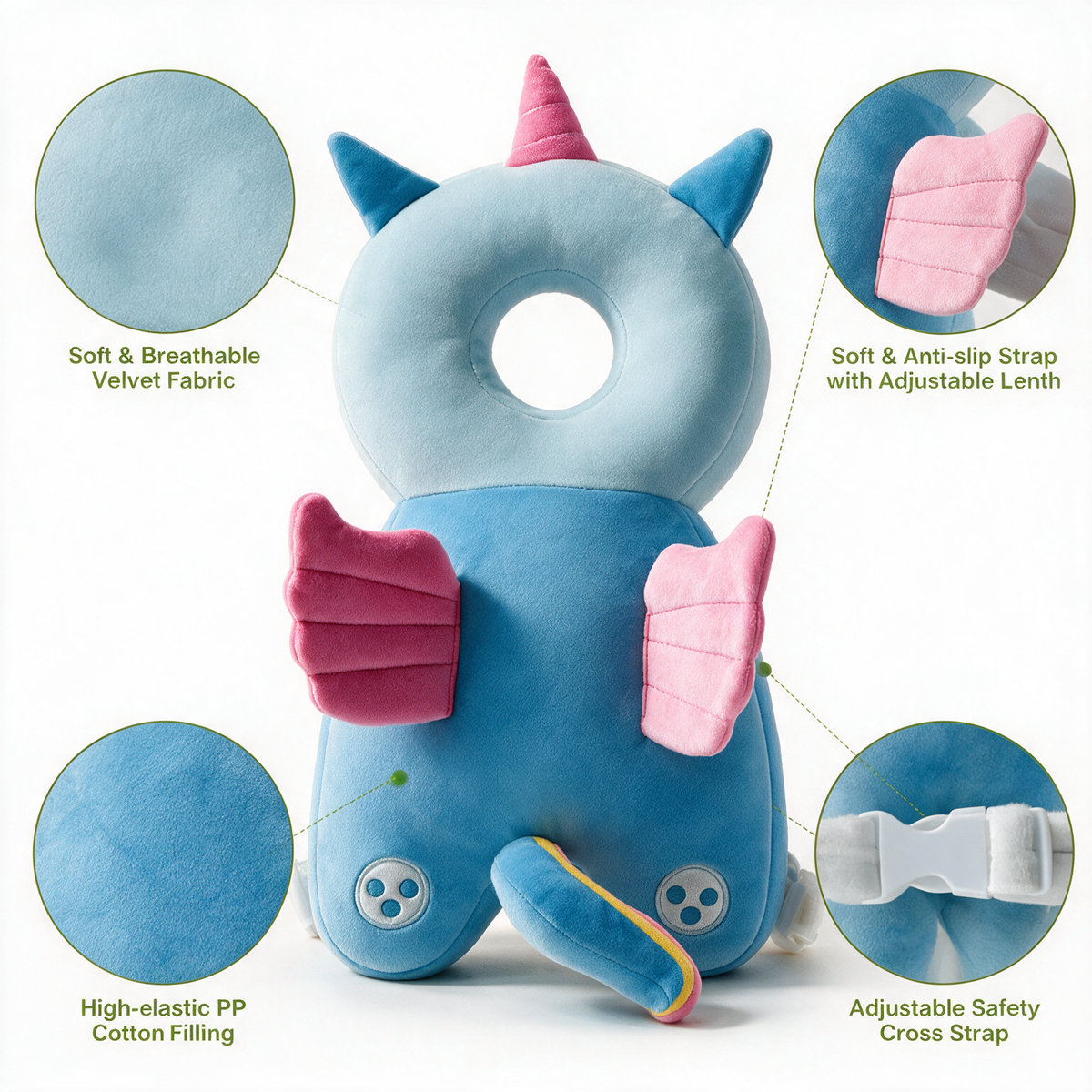 Baby Head Protector Backpack – Cute Unicorn Design