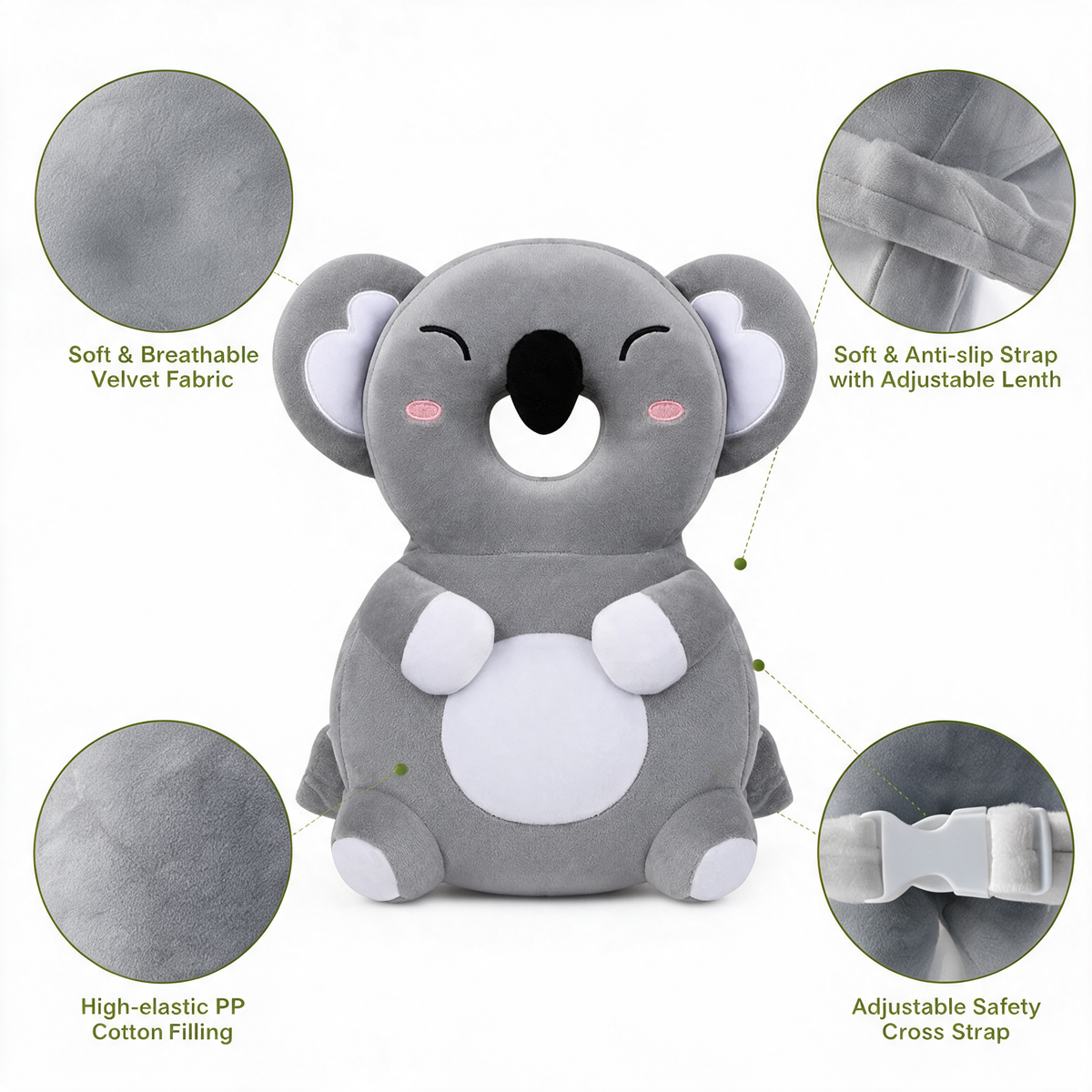 Baby Head Protector Backpack – Raccoon Design