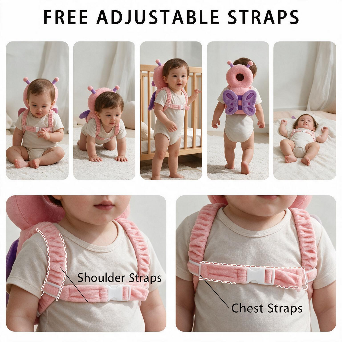 Baby Head Protector Backpack – Butterfly Design