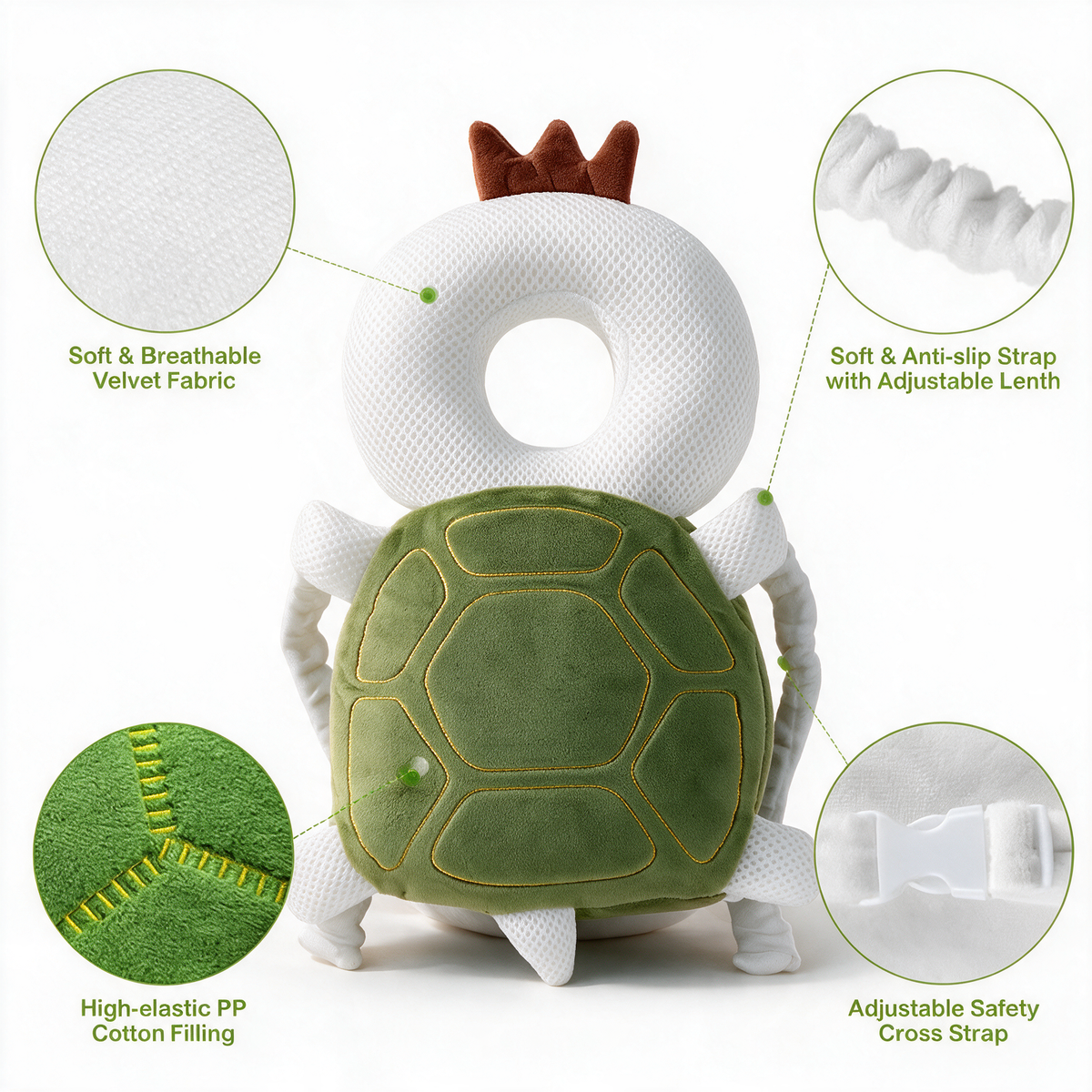 Baby Head Protector Backpack – Cute Turtle Design
