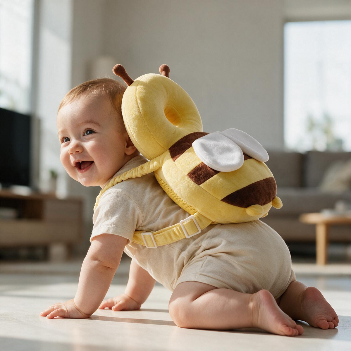 Baby Head Protector Backpack – Bee Design